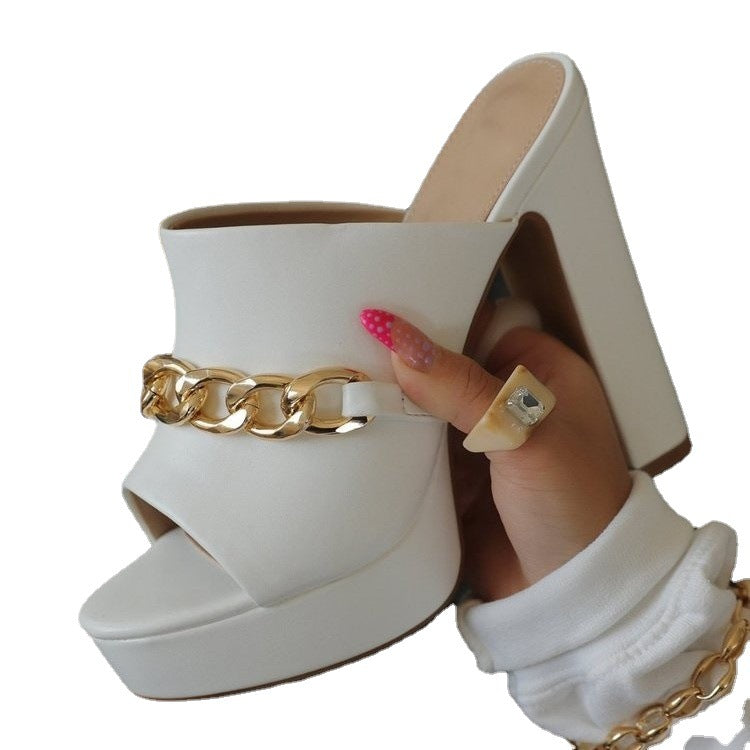 Women's High Heel Chain Wedge Sandals - Stylish Barbie Inspired Shoe