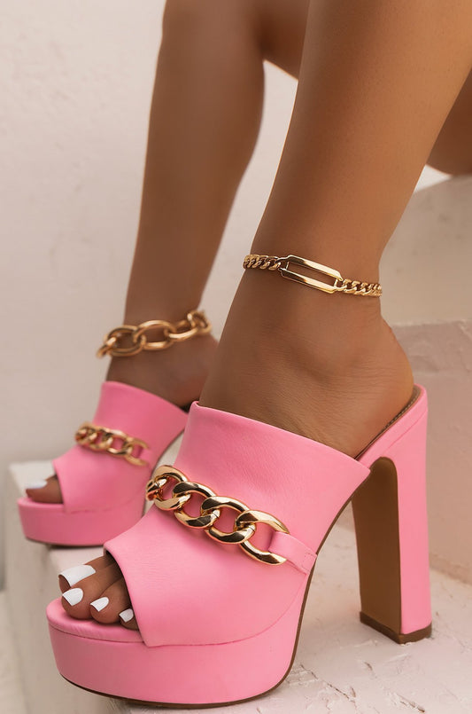 Women's High Heel Chain Wedge Sandals - Stylish Barbie Inspired Shoe