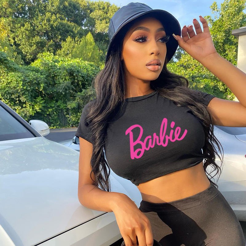 Barbie Crop top à manches courtes et col rond 