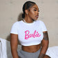 Barbie Short Sleeve Round Neck Crop top