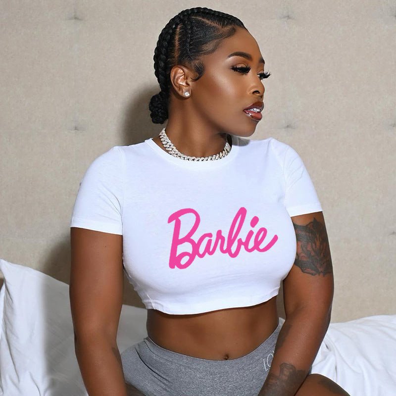 Barbie Crop top à manches courtes et col rond 