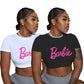 Barbie Short Sleeve Round Neck Crop top