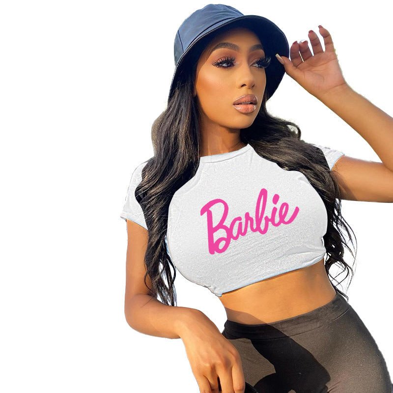 Barbie Crop top à manches courtes et col rond 