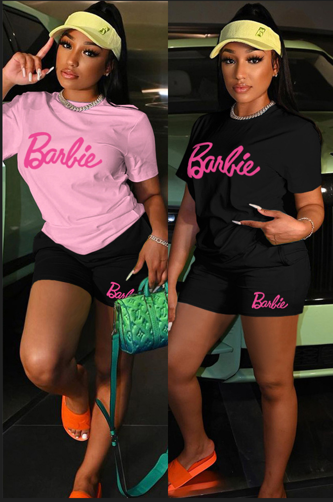 Conjunto de top casual y shorts negros de Barbie 