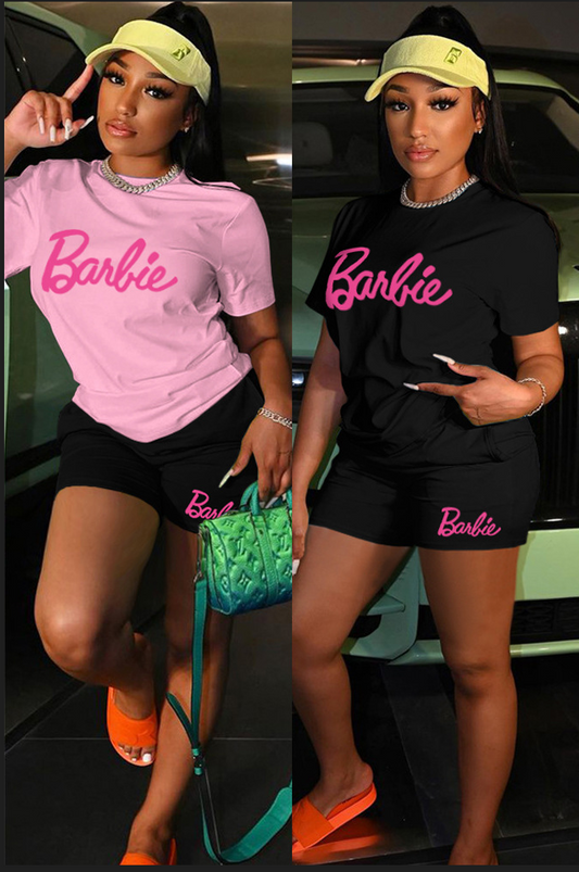 Barbie Casual Top & Black Shorts Set