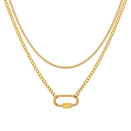 IZABELLA - Collier en Acier Inoxydable Plaqué Or 18K, Shine Infinity