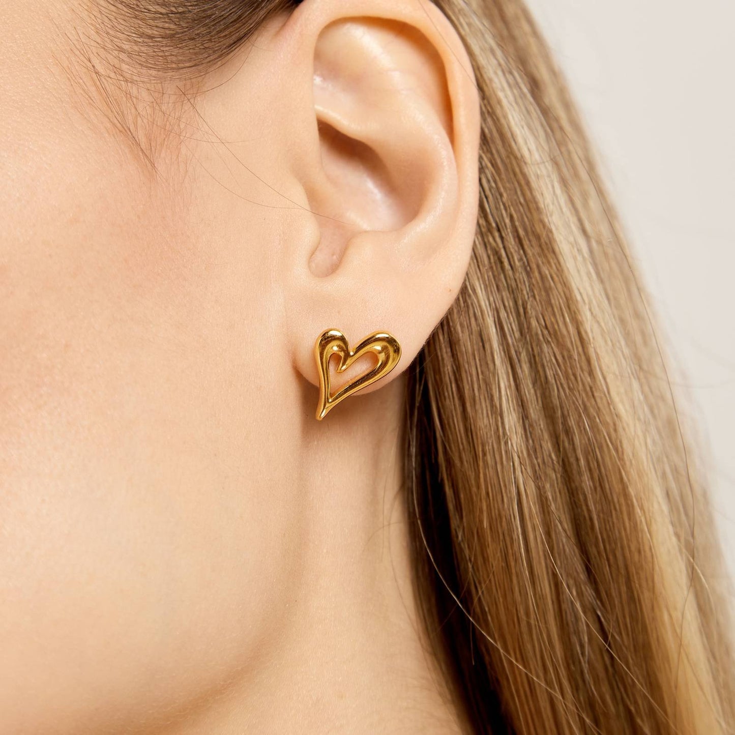 Gold tone  Hearts earrings, Intensity - BeautifulQuick.com